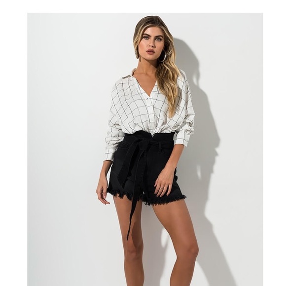 Windowpane blouse button down - Picture 2 of 6